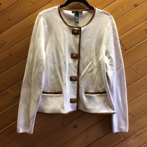 Ralph Lauren NWT white sweater w/toggle closures